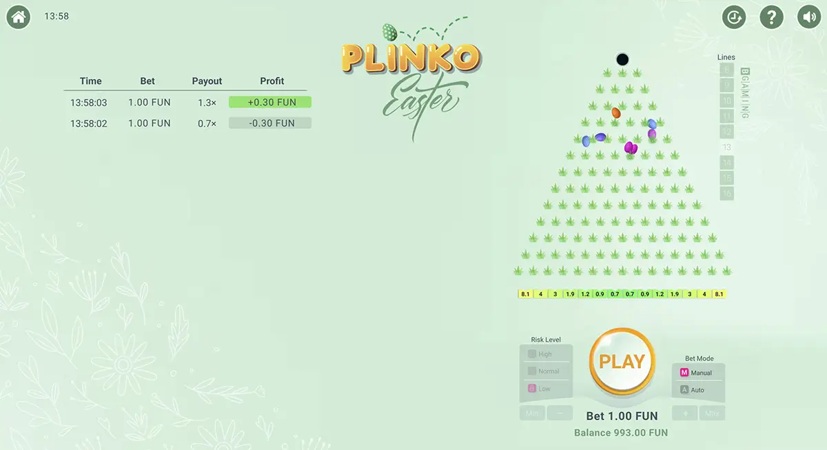 Начать играть в слот Plinko
